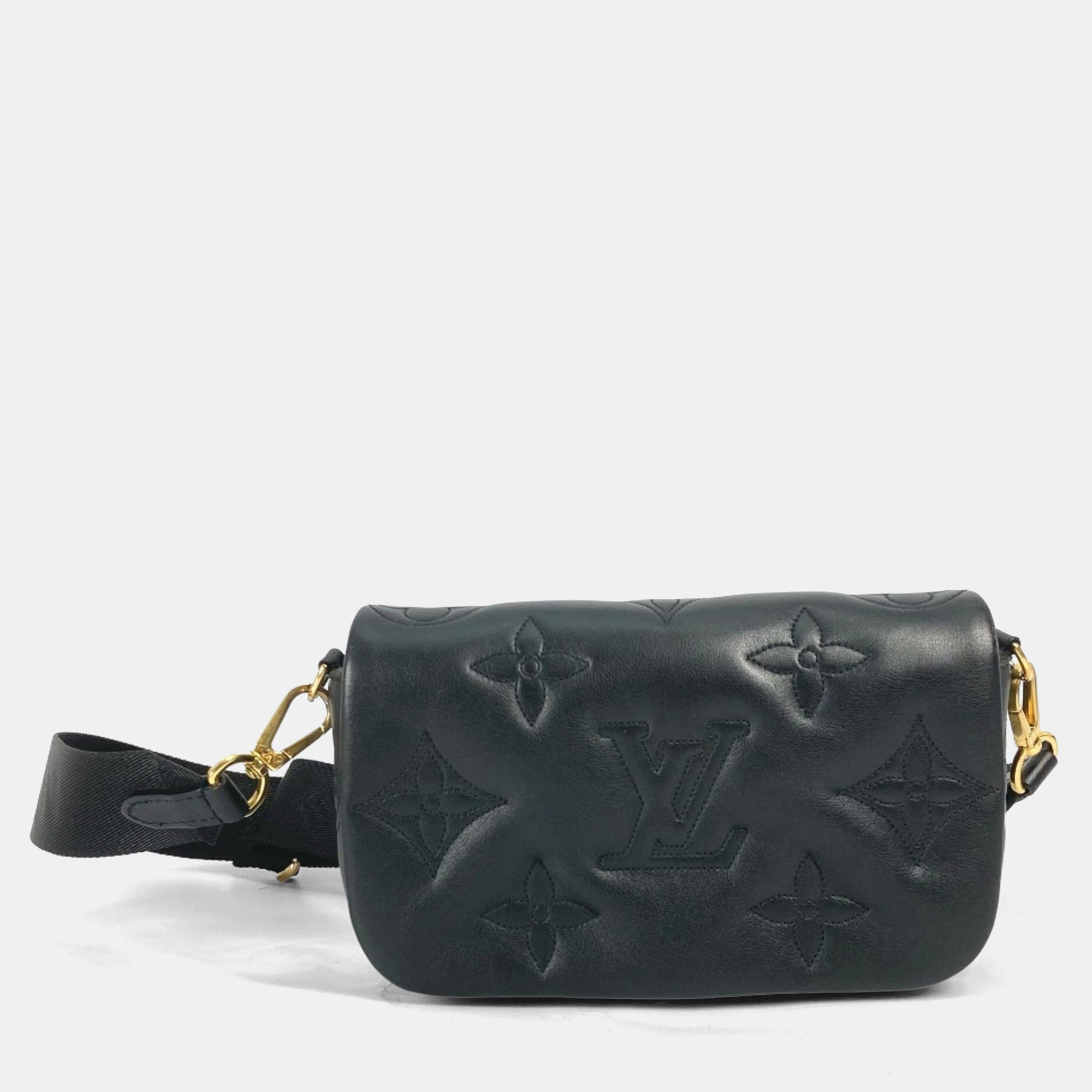 Louis Vuitton Monogram Bubblegram Black Leather Wallet-On-Strap