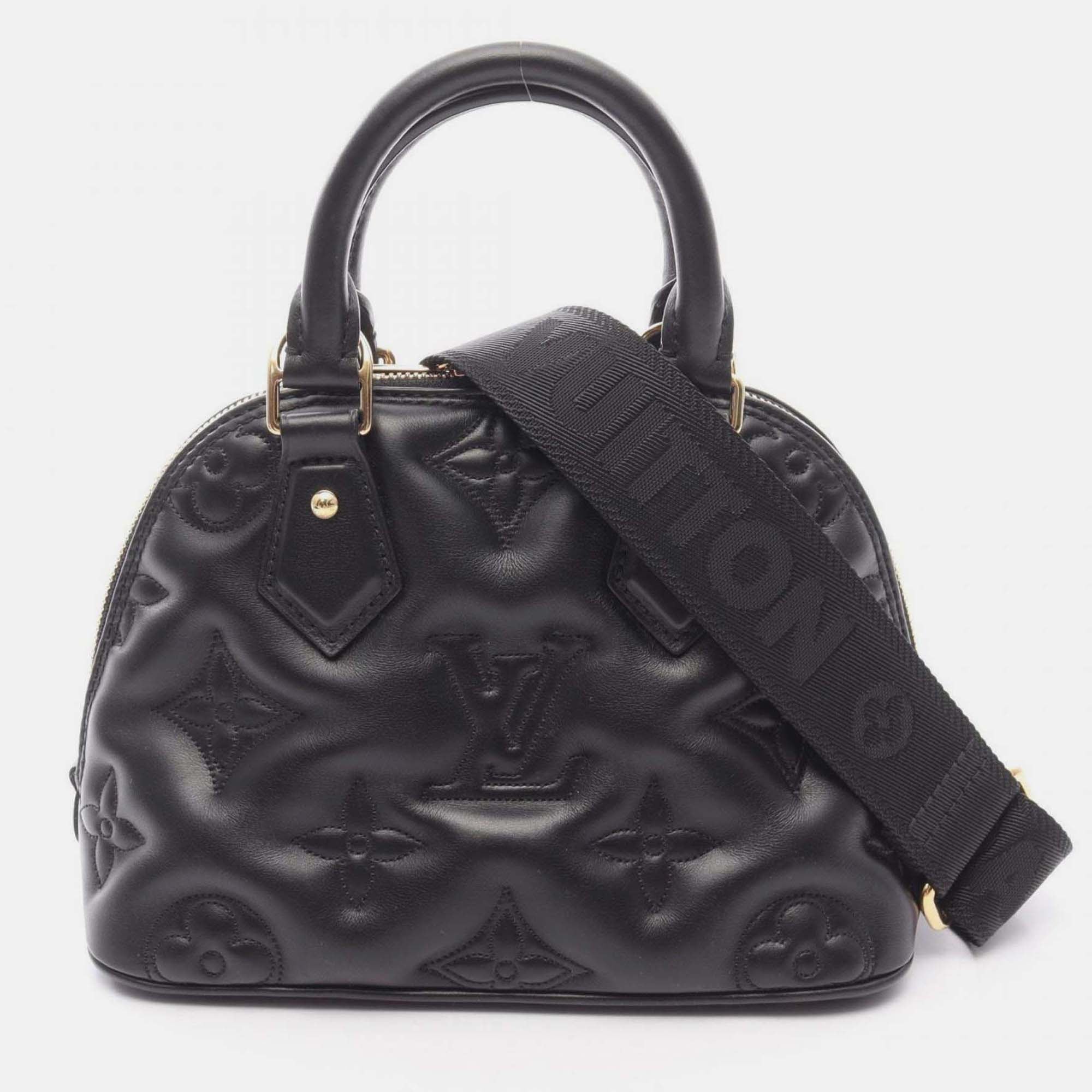Louis Vuitton Alma Soft Bb Bubble Gram Handbag Leather Black