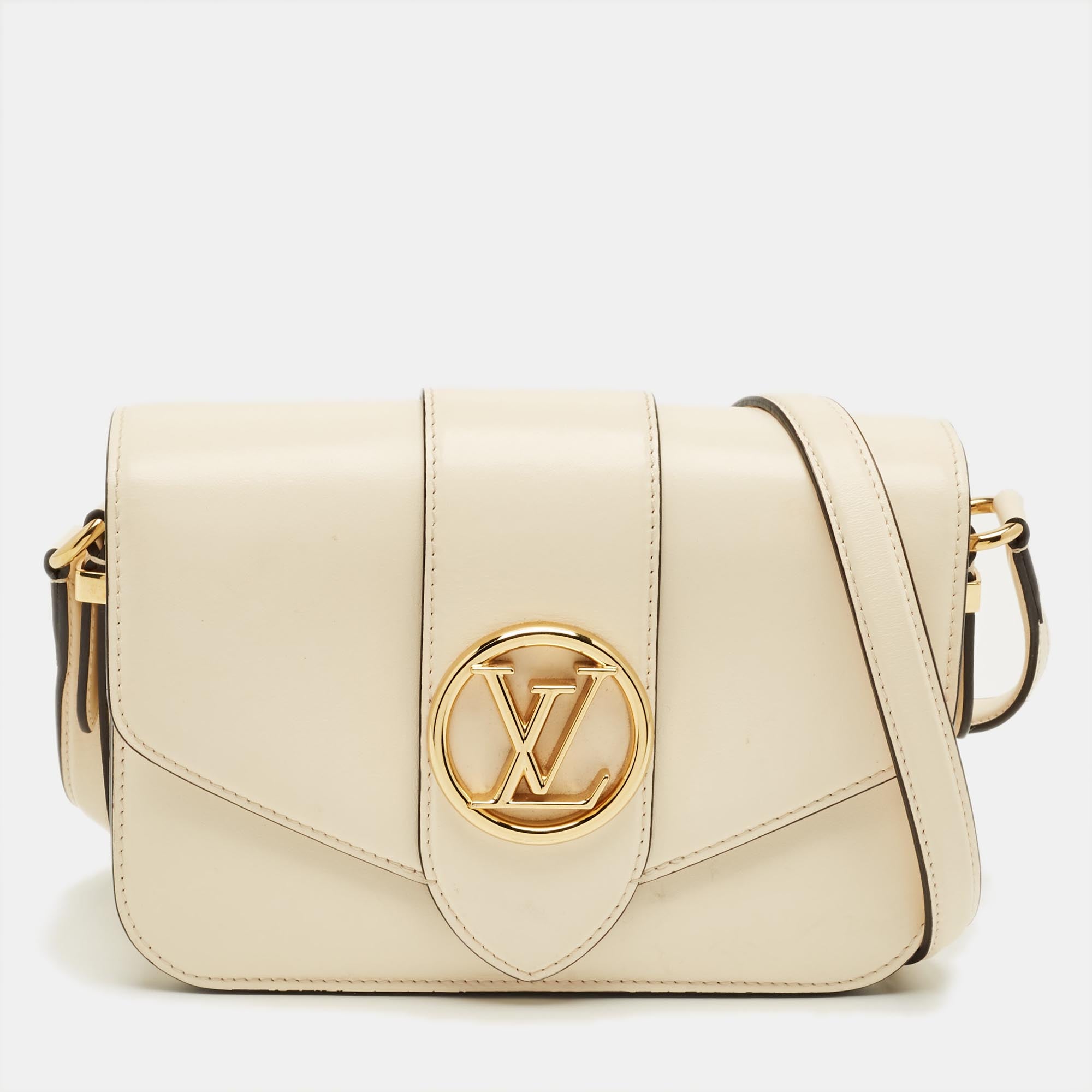 Louis Vuitton Cream Leather LV Pont 9 Bag