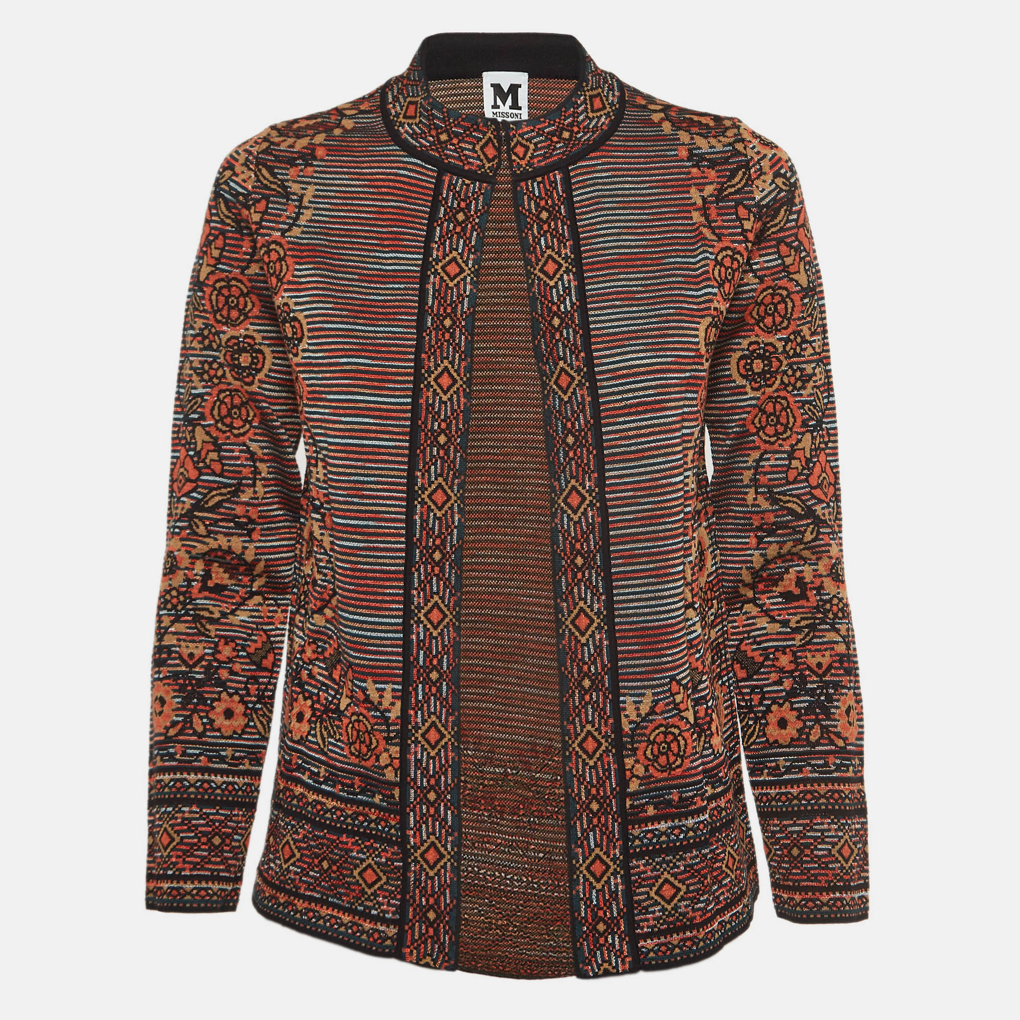 M Missoni Multicolor Patterned Knit Cardigan S