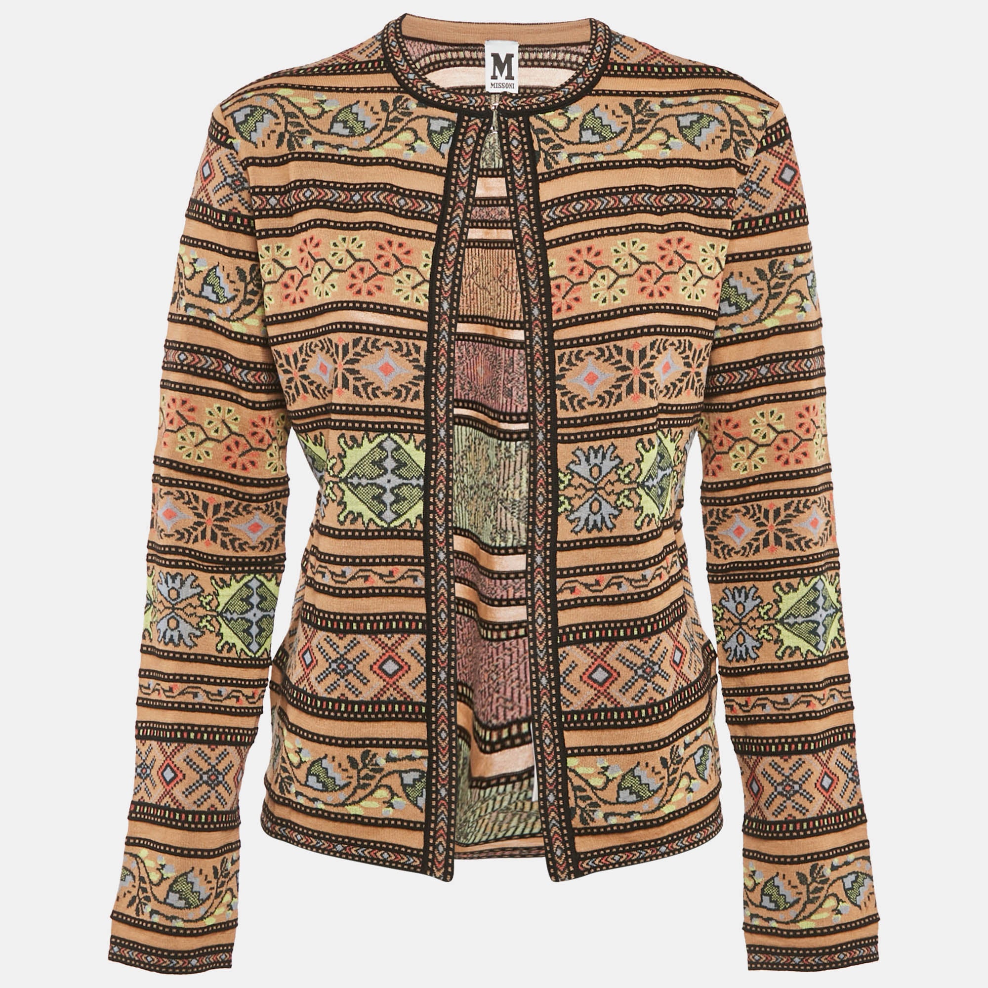 M Missoni Multicolor Patterned Knit Fabric Cardigan M