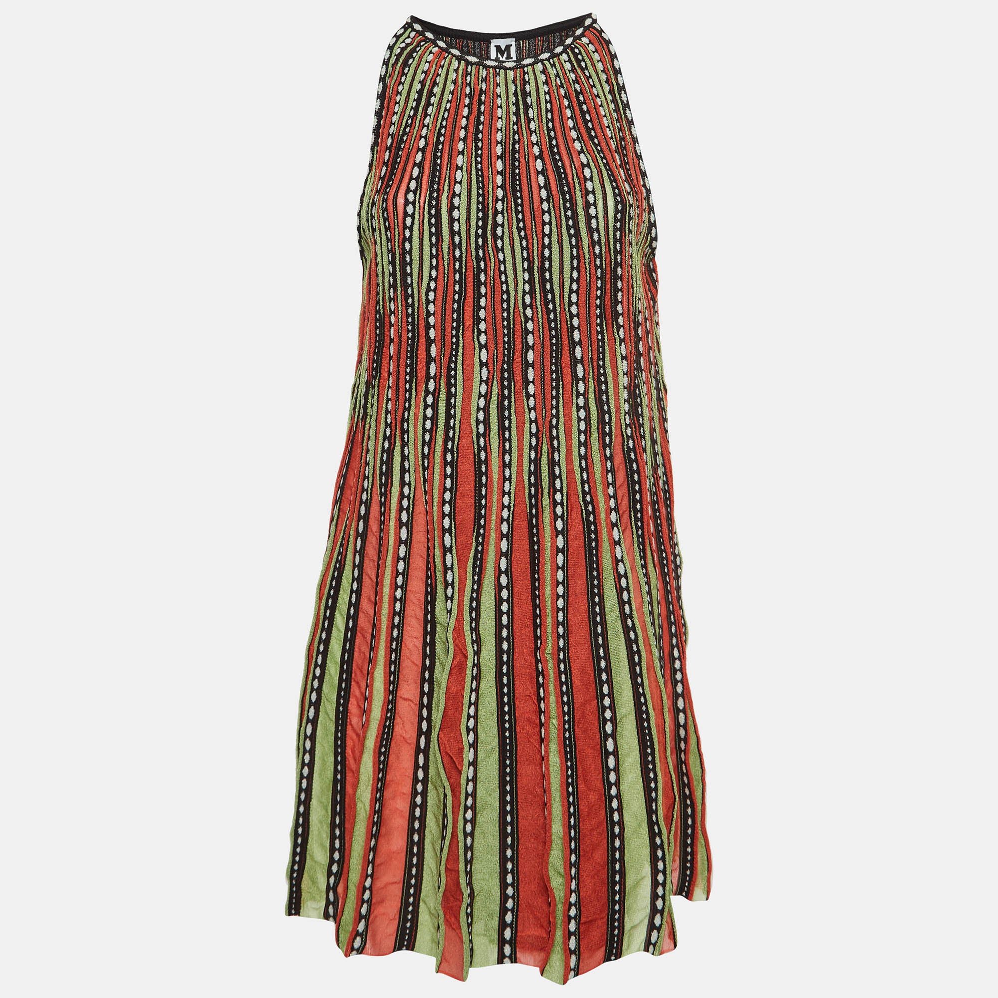 M Missoni Multicolor Alga and Bubble Pattern Knit A-Line Mini Dress M