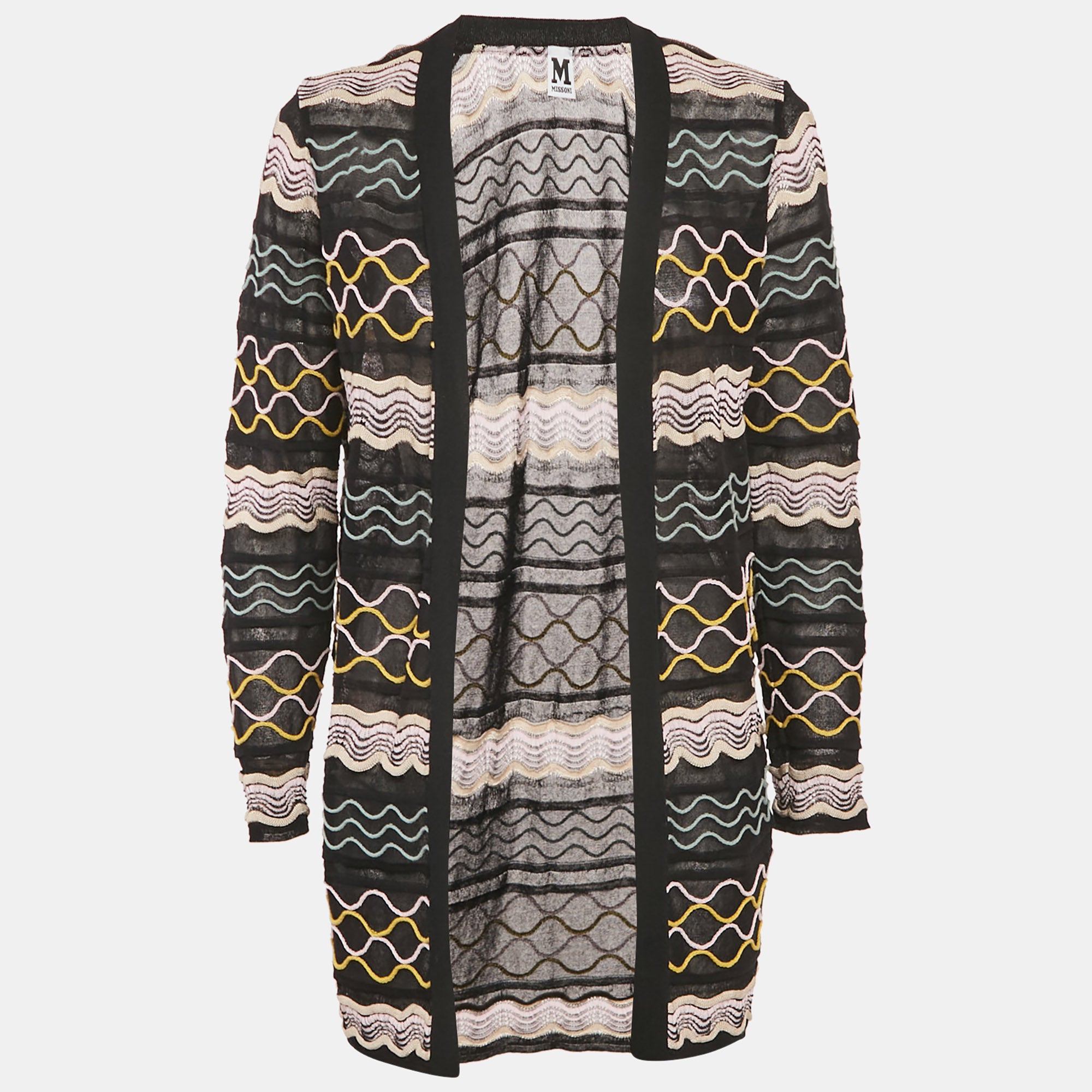 M Missoni Black Patterned Open Front Cardigan S