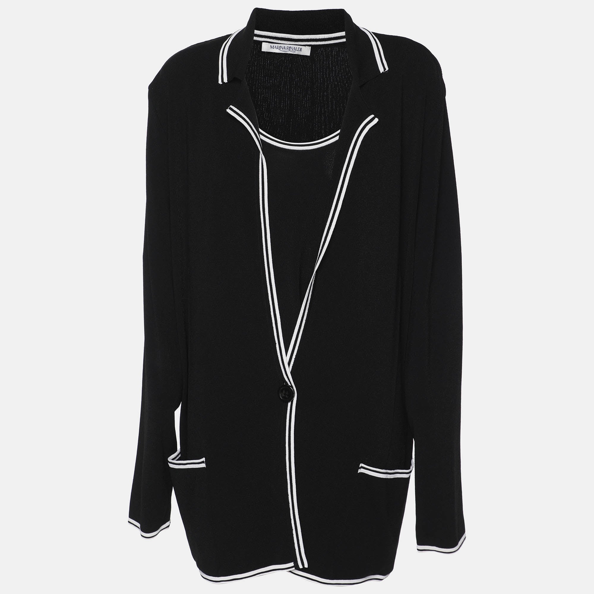Marina Rinaldi Black Jersey Cardigan Set L