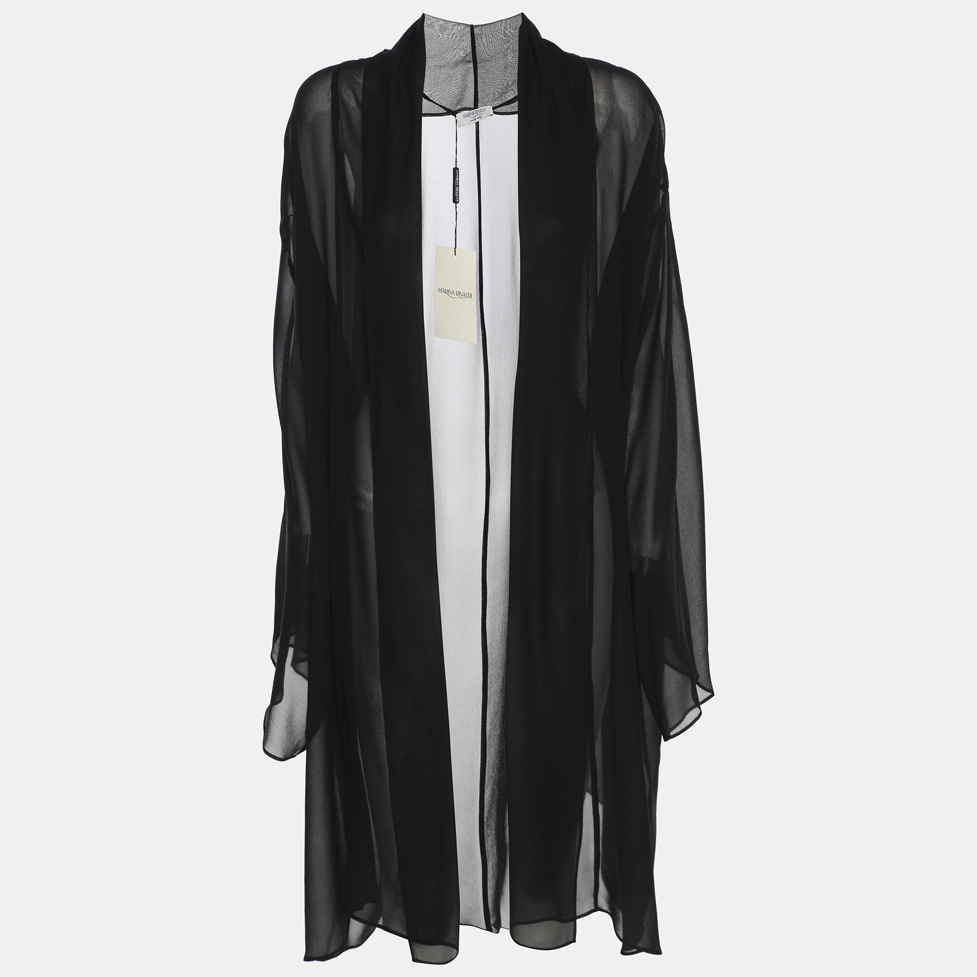 Marina Rinaldi Black Silk Cardigan L
