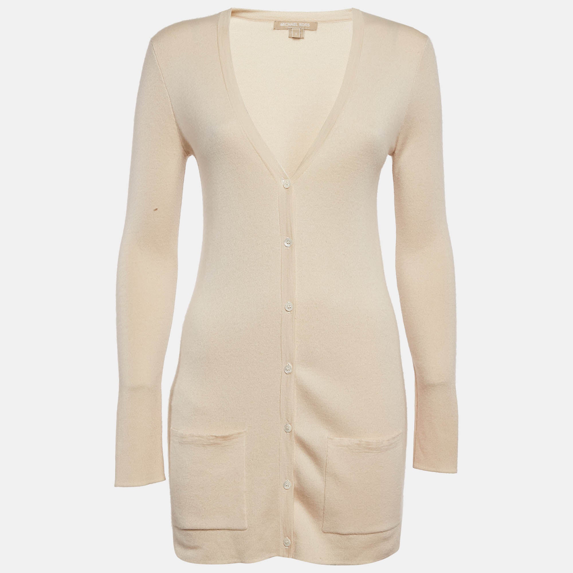 Michael Kors Beige Cashmere Buttoned Cardigan S