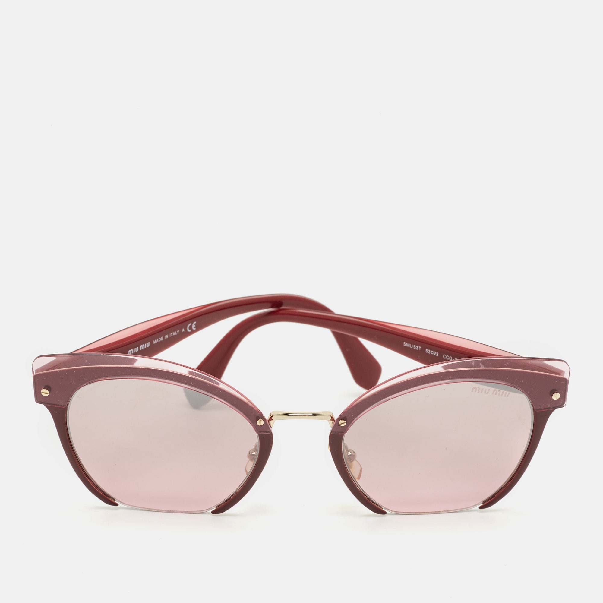 Miu Miu Burgundy Mirrored SMU 53T Cat Eye Sunglasses