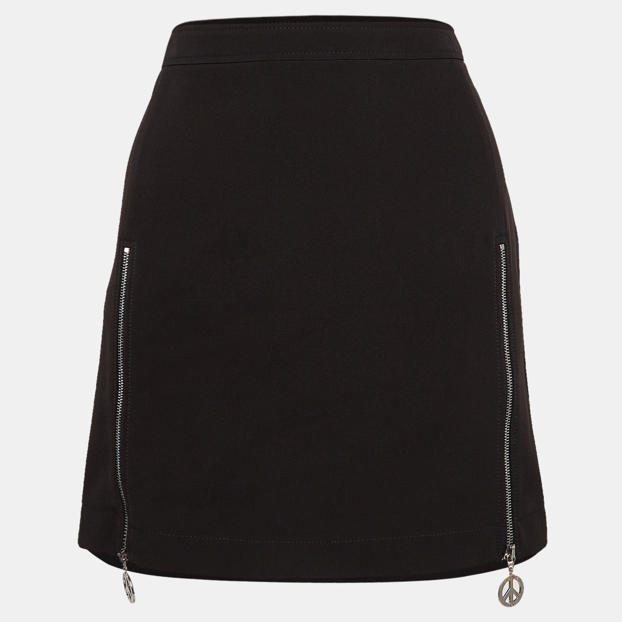 Moschino M05CHIN0 Jeans Black Stretch Crepe Zipper Detail Mini Skirt S