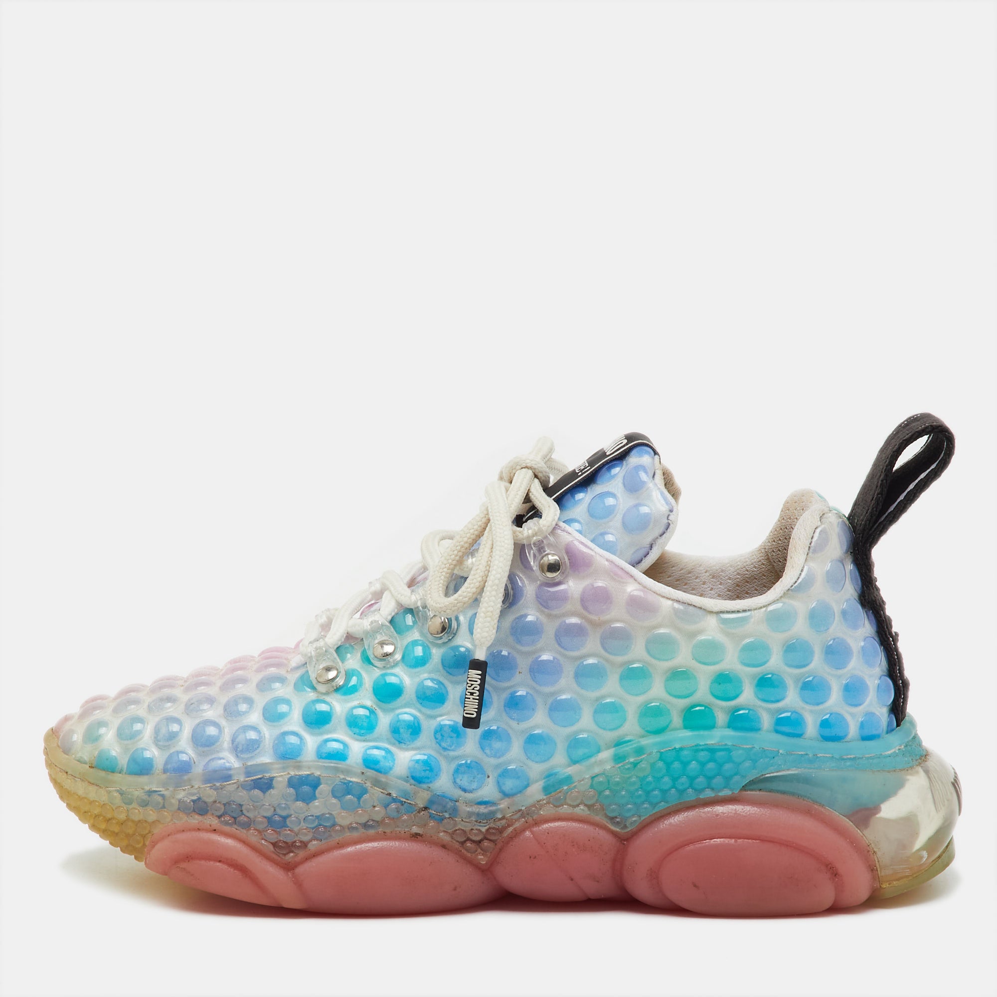 Moschino Multicolor Rubber Double Bubble Lace Up Sneakers Size 37