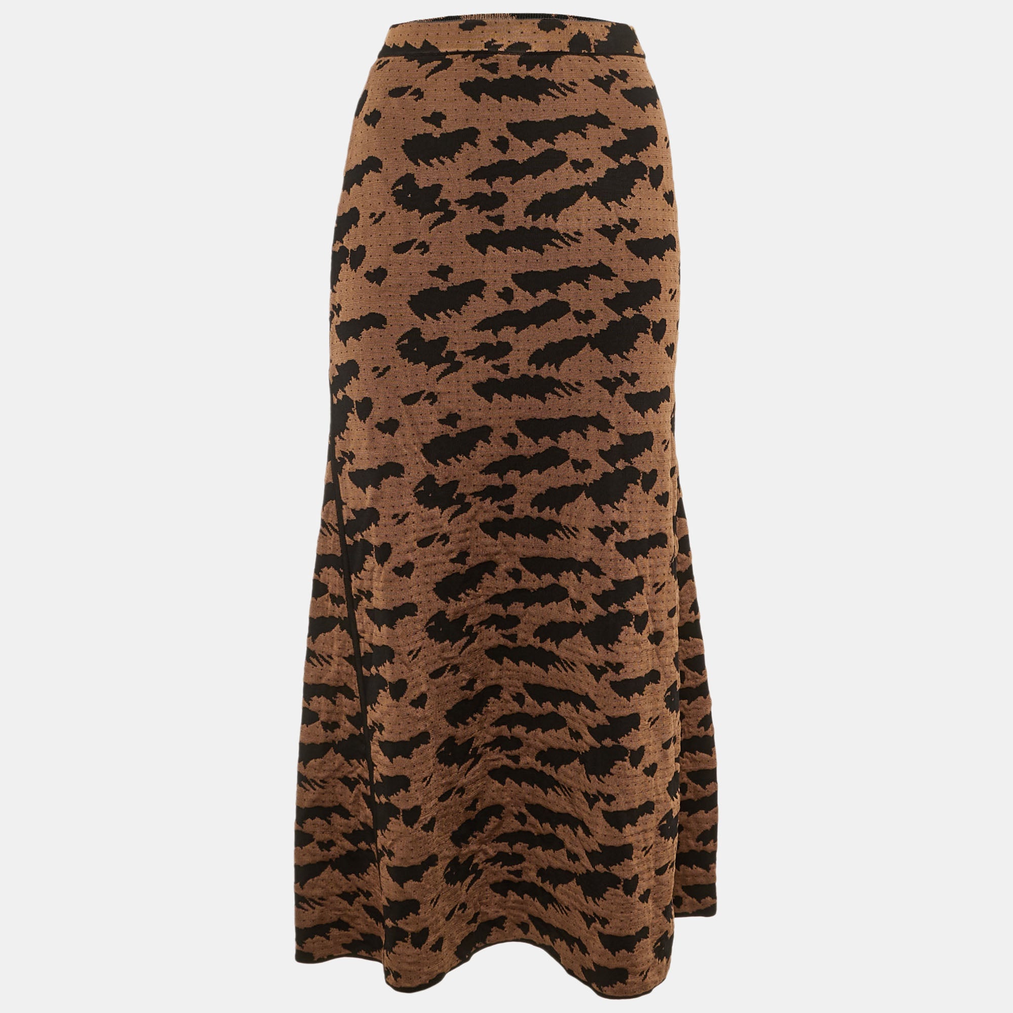 Nanushka Brown -Black Patterned Knit Maxi Skirt S