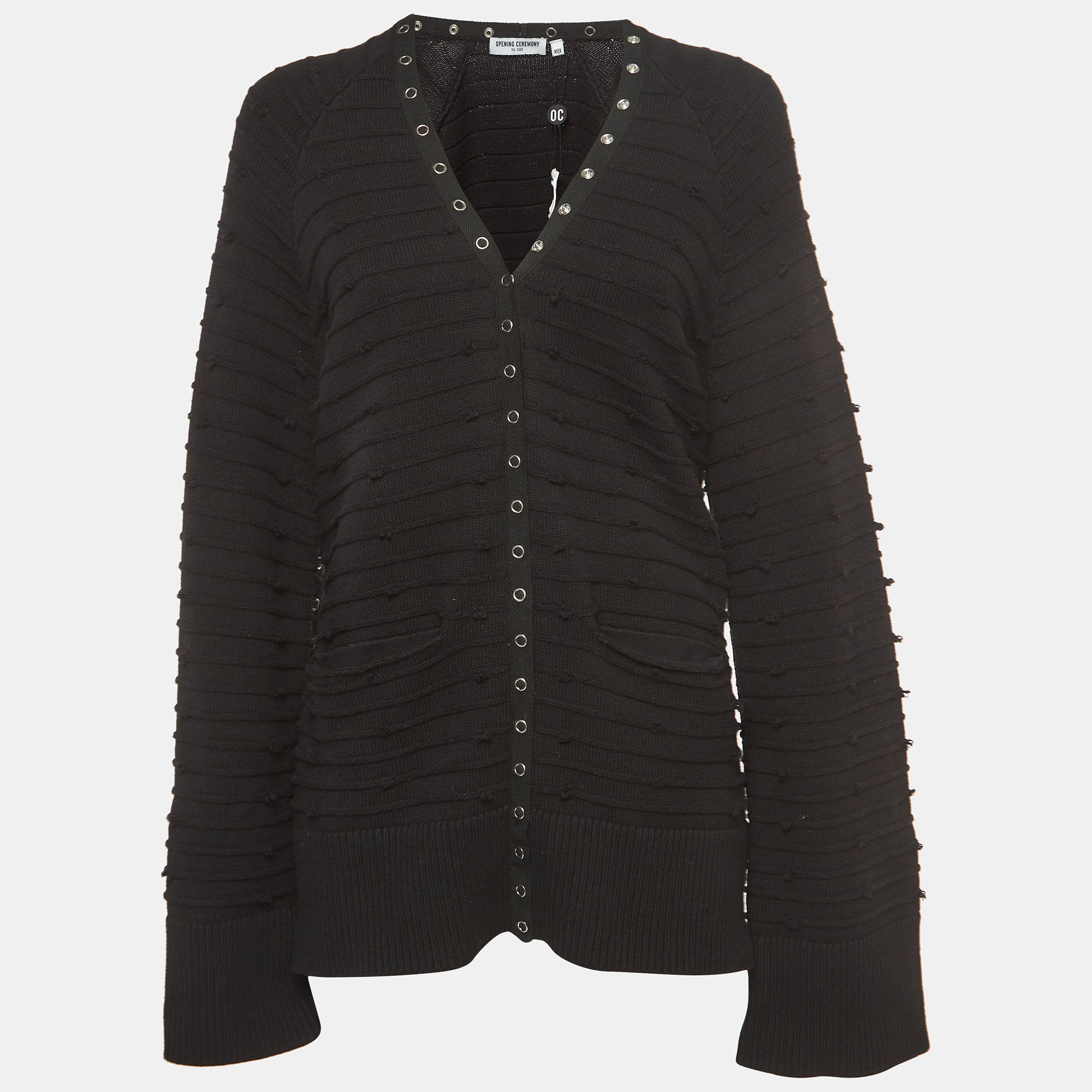 Opening Ceremony Black Cotton Snap Tape Cardigan S