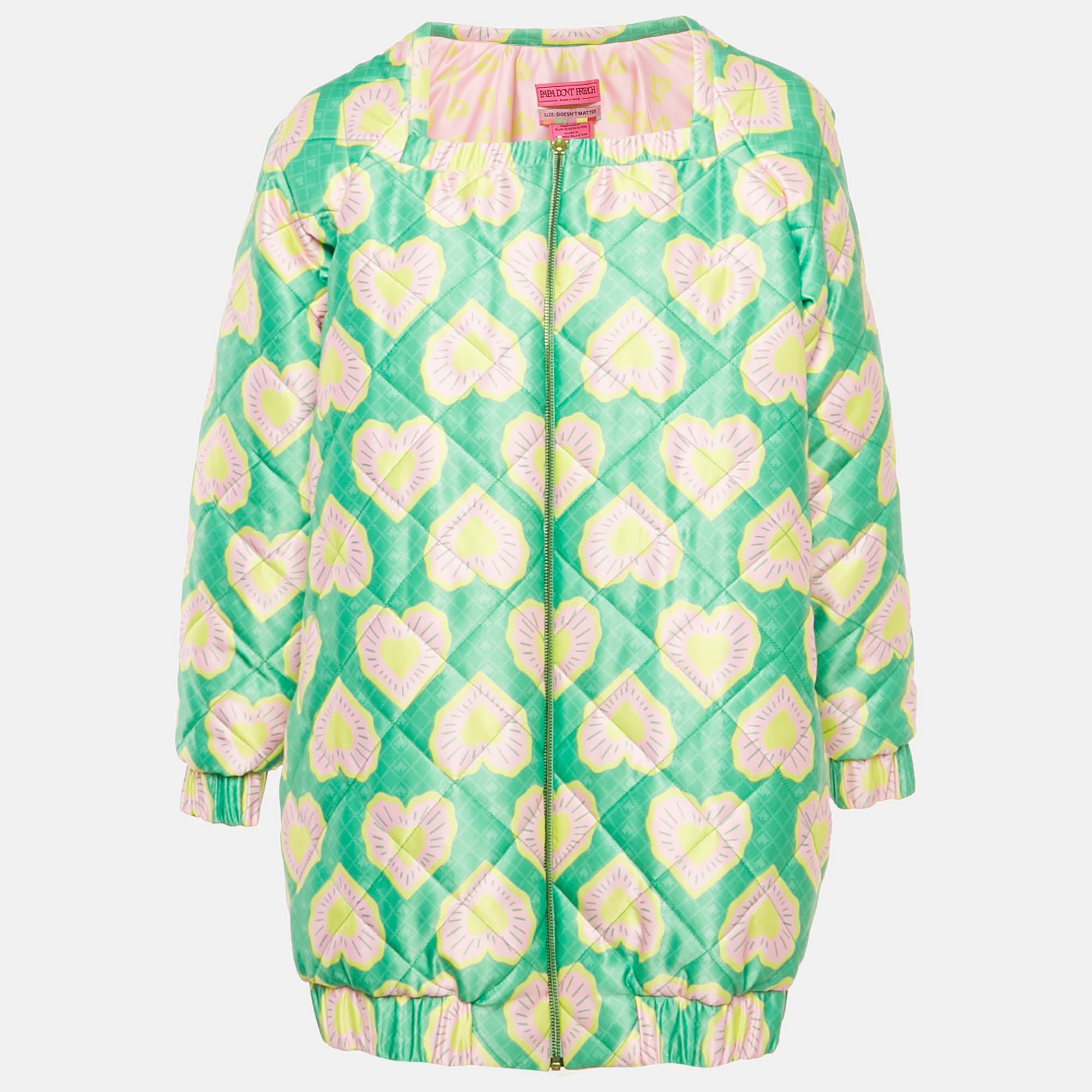 Papa Don't Preach Green Blinding Hearts Print Satin 3 Piece Set S