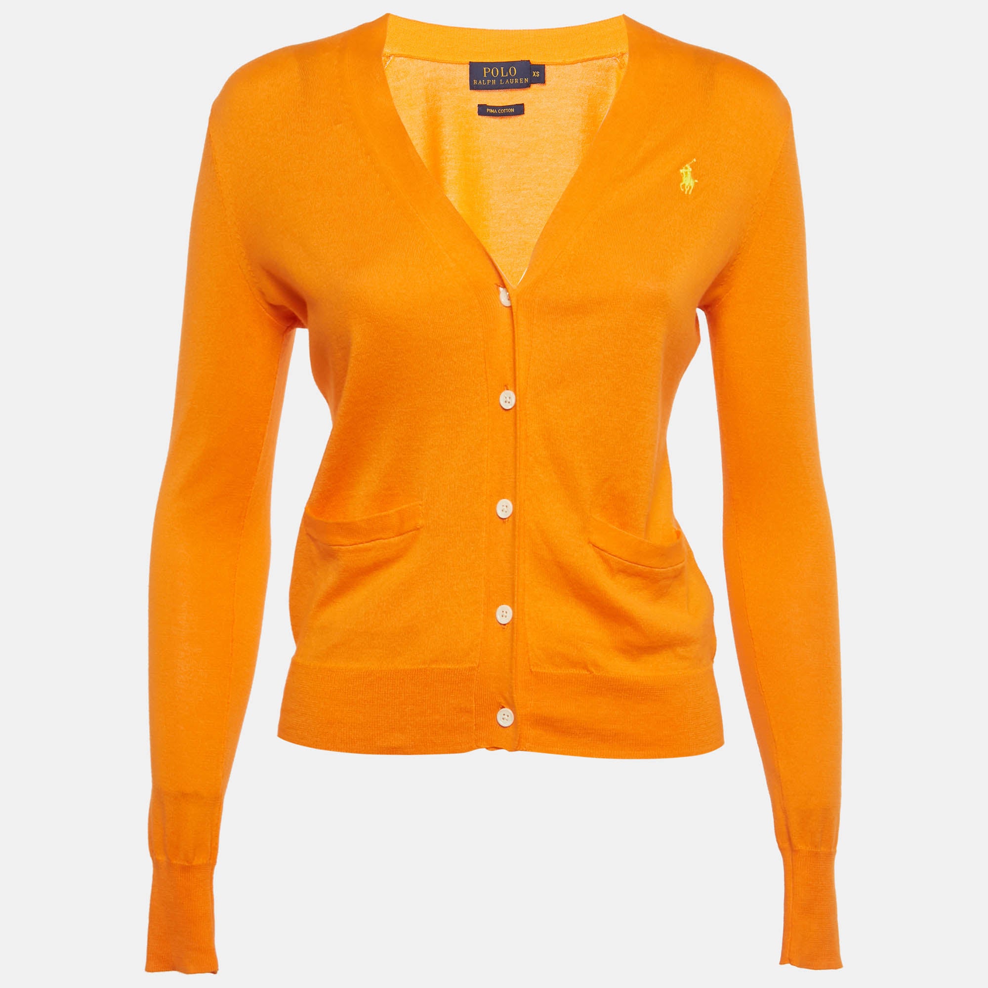 Polo Ralph Lauren Orange Cotton Knit Cardigan XS