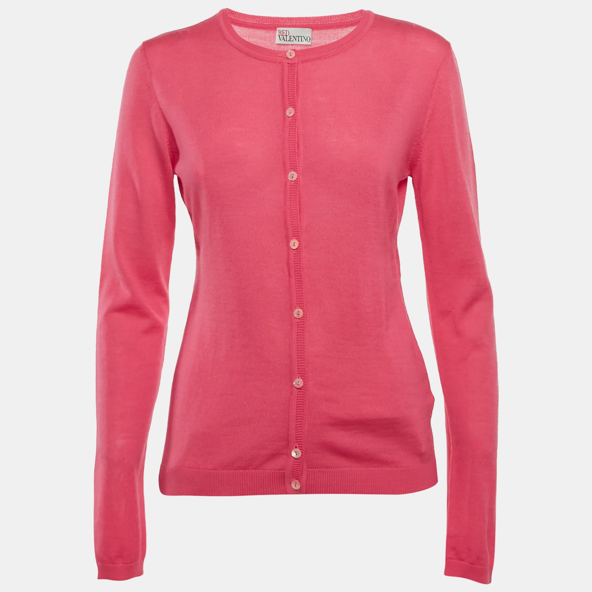 RED Valentino Pink Wool Knit Cardigan L