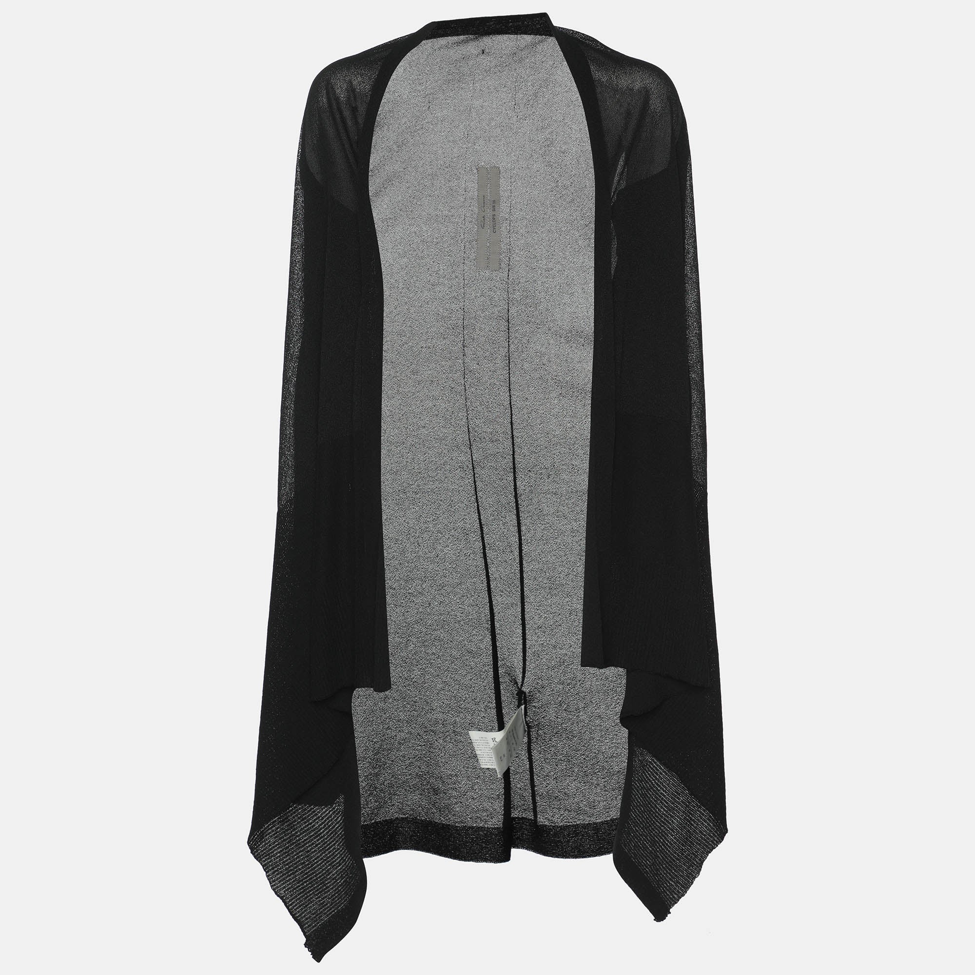 Rick Owens Black Stretch Knit Cardigan M