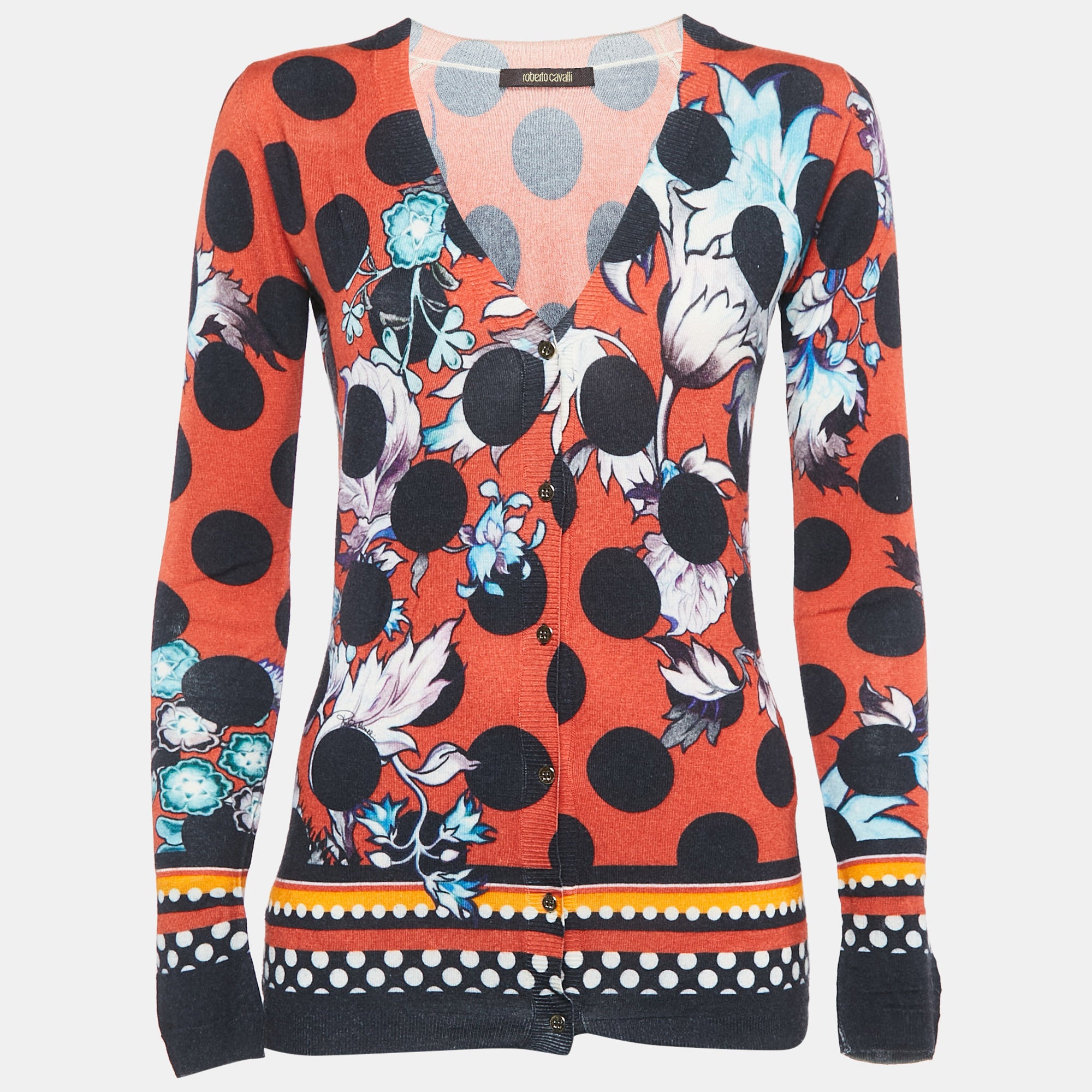 Roberto Cavalli Multicolor Wool Button Front Cardigan S