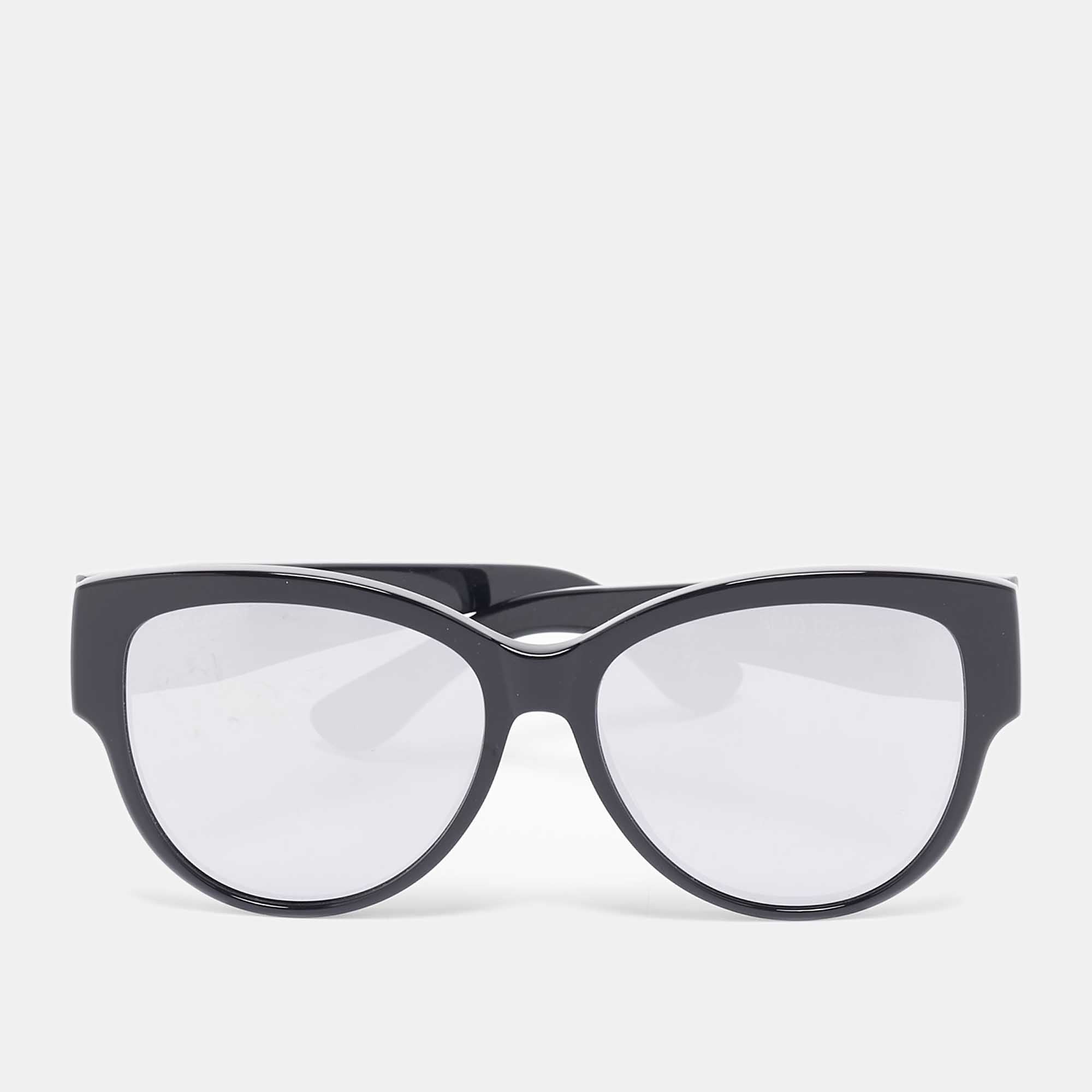 Saint Laurent Black-Grey Mirrored SLM3 Cat-Eye Sunglasses