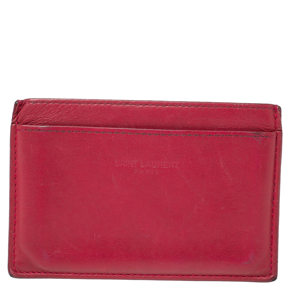 Saint Laurent Fuchsia Leather Card Holder