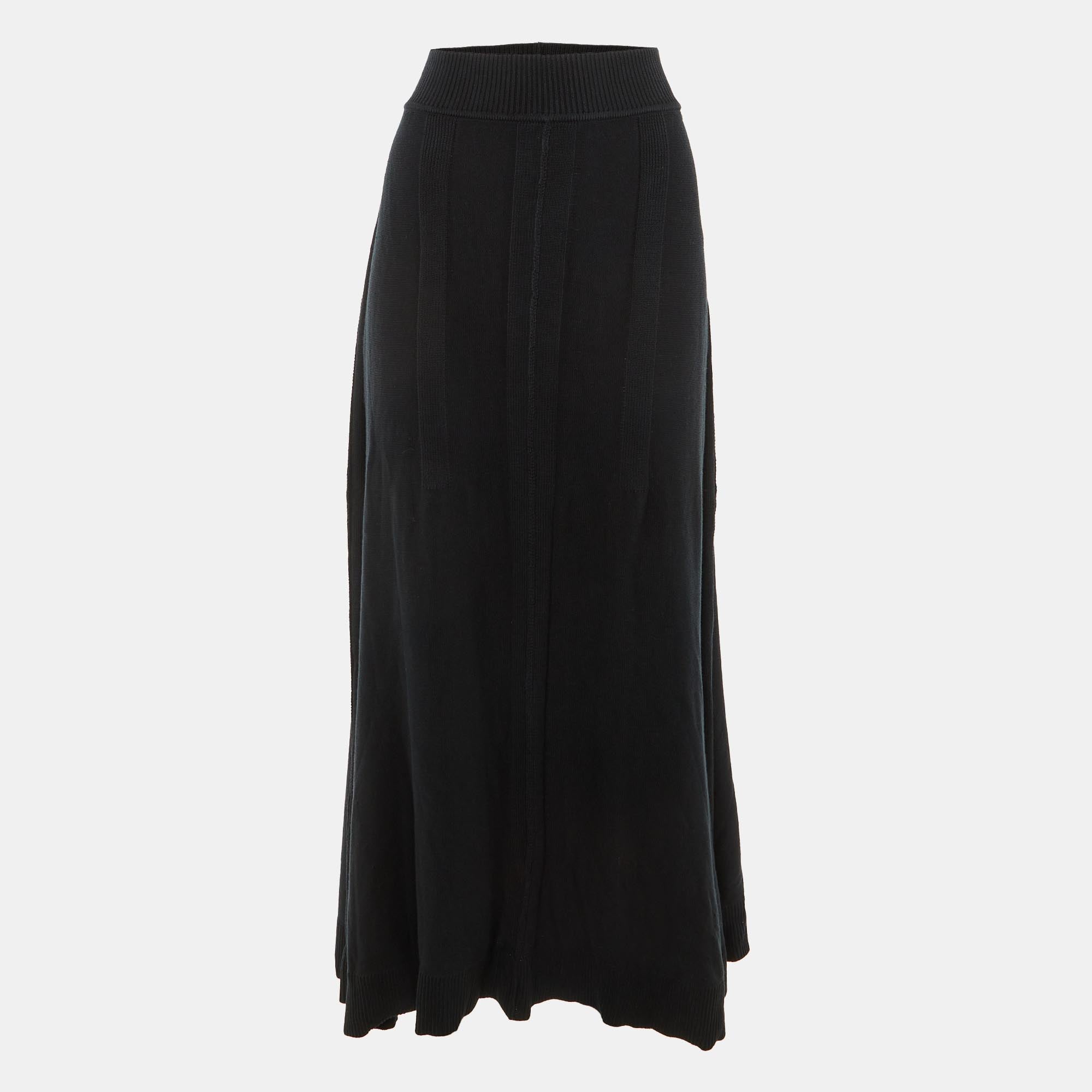 Sonia Rykiel Black Knit Maxi Skirt M