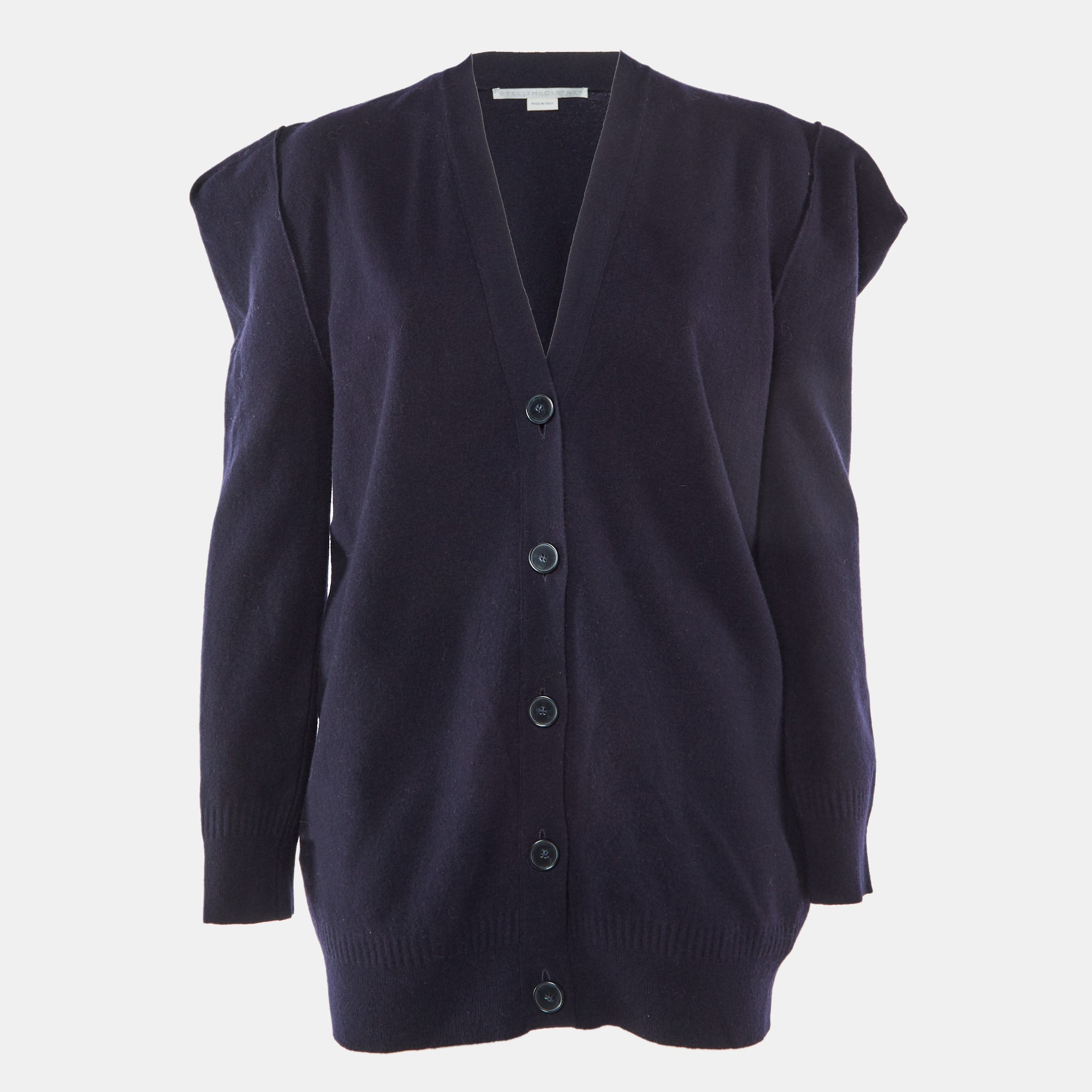 Stella McCartney Navy Blue Wool Button Front Oversized Cardigan XS