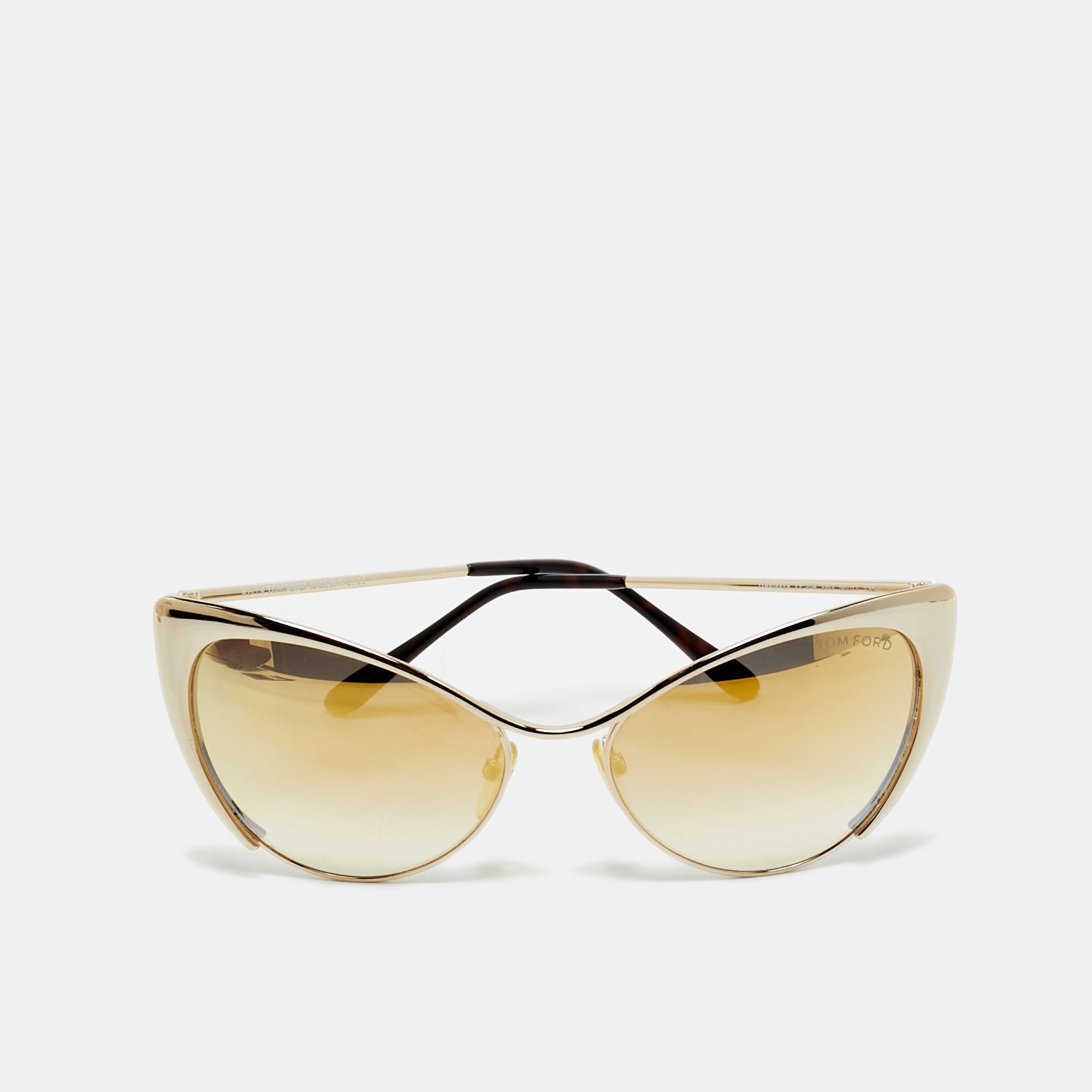 Tom Ford Gold Gradient Mirrored TF304 Natasya Cat Eye Sunglasses