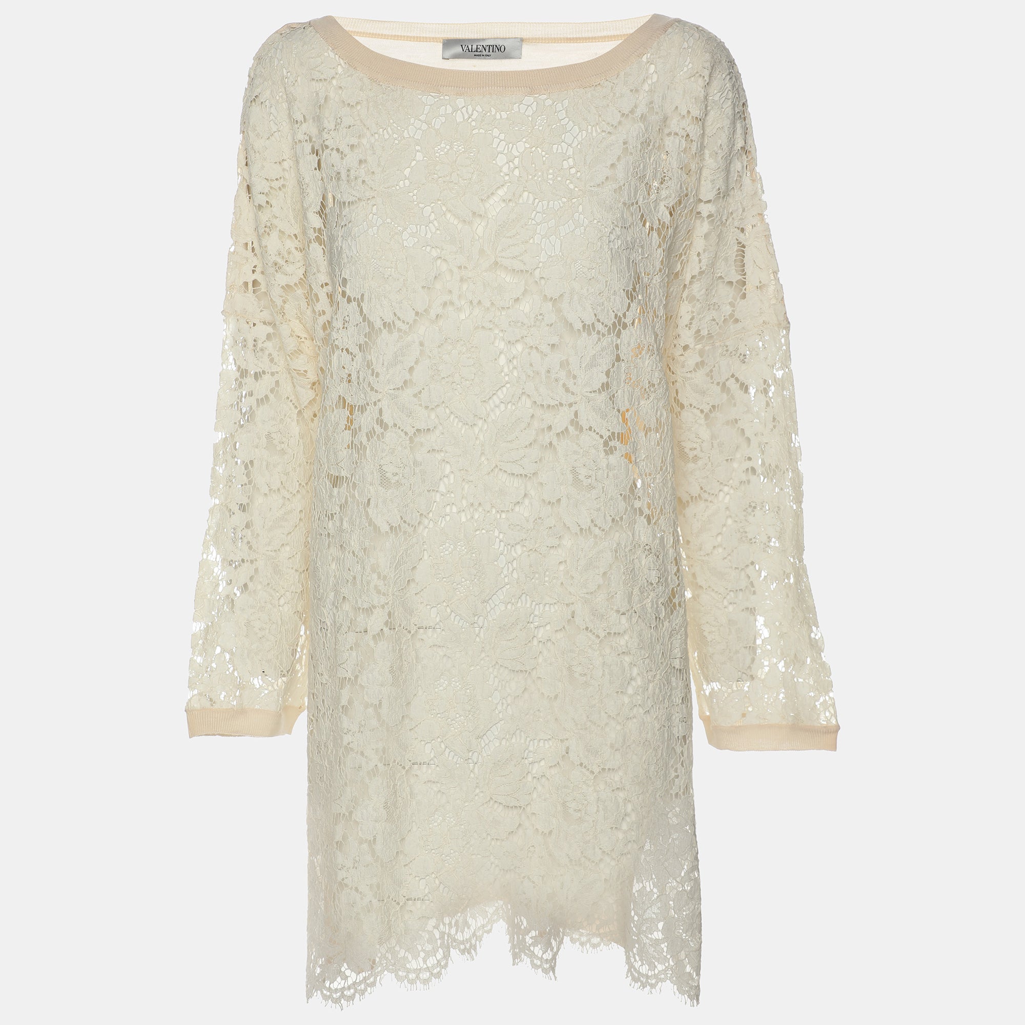 Valentino Cream Lace Knit Fabric Sweater L