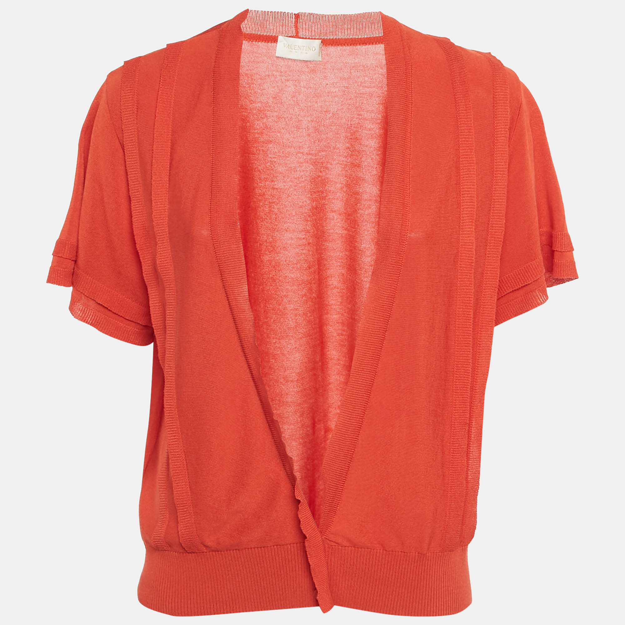 Valentino Red Cotton Blend Button Front Cardigan M