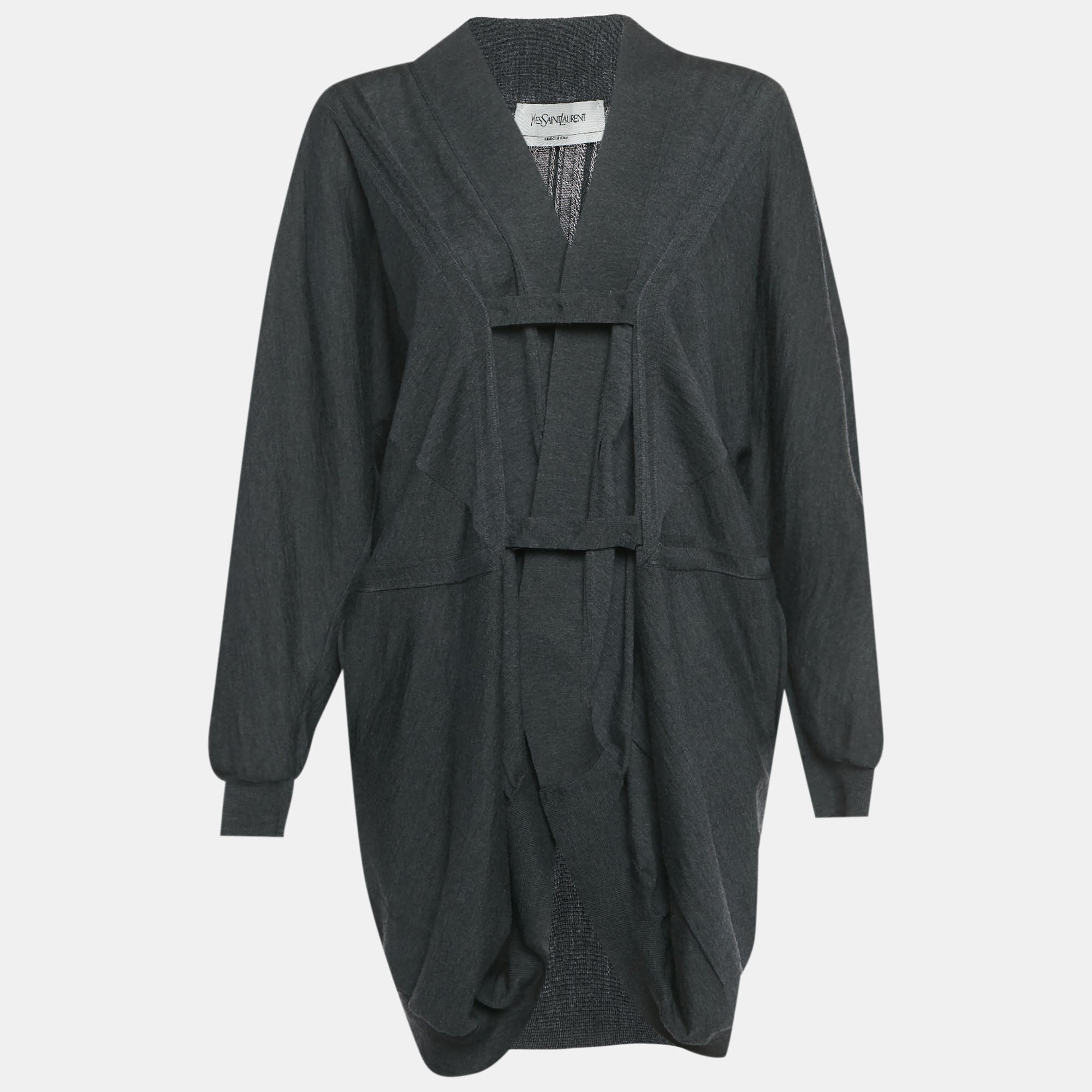 Yves Saint Laurent Grey Wool Long Cardigan S