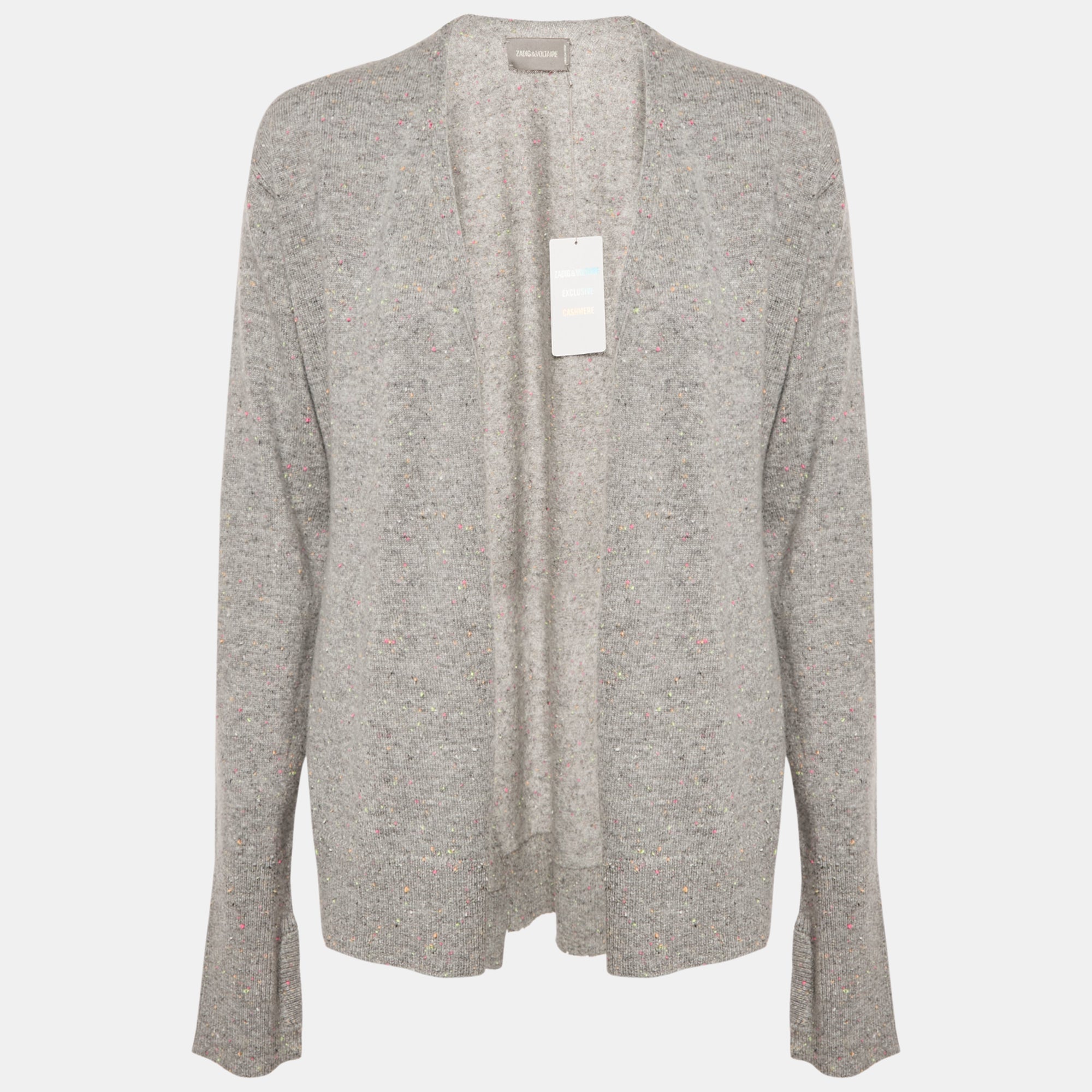 Zadig & Voltaire Grey Textured Cashmere Daphnee Cardigan L