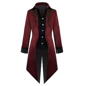 Rétro Vintage Punk et gothique Epoque Médiévale 17ème siècle Manteau Tailcoat Prince Noble Homme Jacquard Mascarade Soirée Manteau
