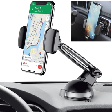 Universal 360° 3-in-1 Design Car Mount for Smartphones (1- or 2-Pack) - 1-Pack (Black)