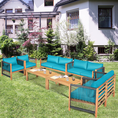 Acacia Wood 8-Piece Cushioned Patio Furniture Set - SOLD-OUT-PLACEHOLDER