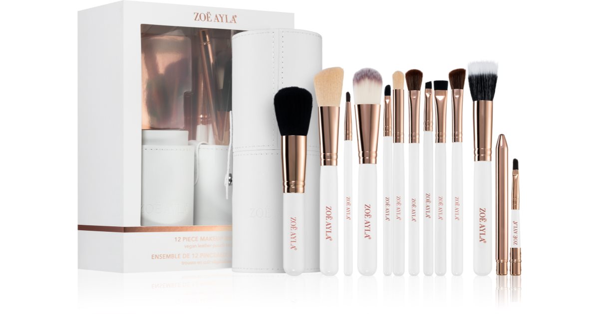 Zoë Ayla Makeup Brush Set with Case 12 Pieces