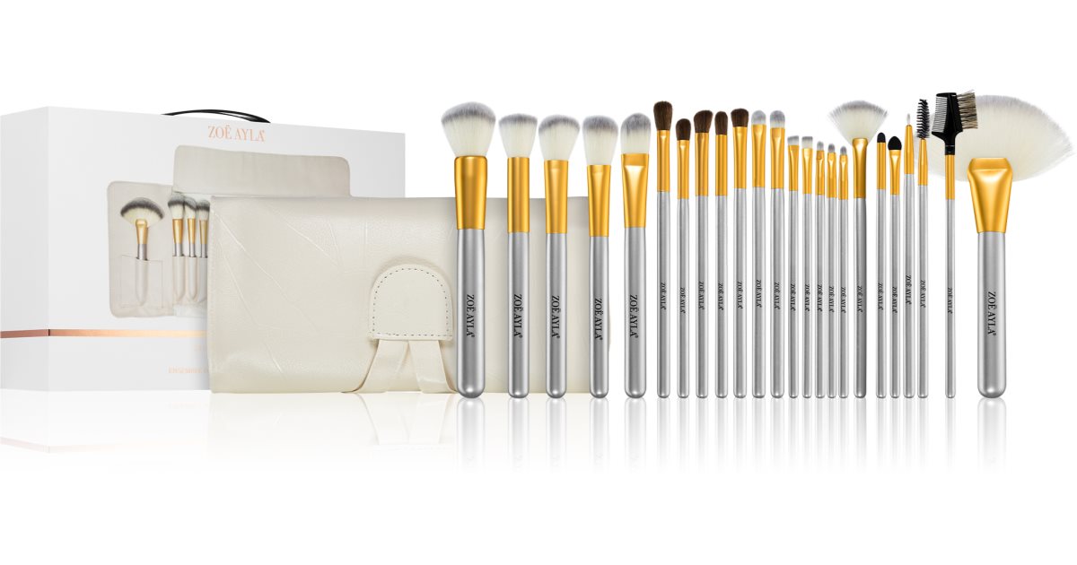 Zoë Ayla Makeup Brush Set with Case 24 Pieces