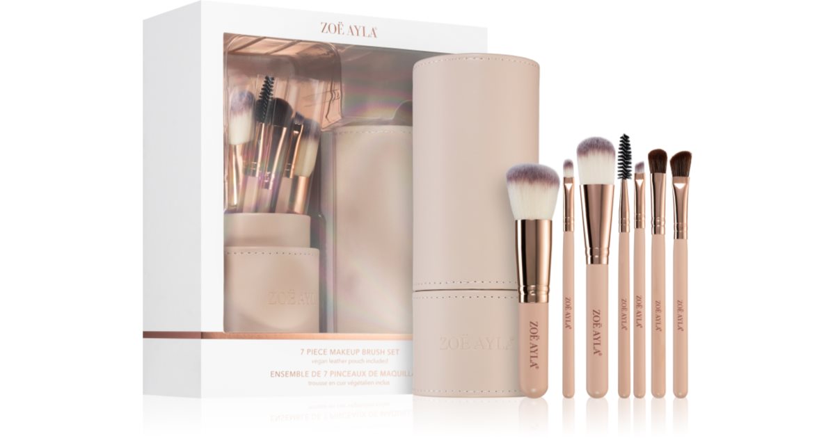Zoë Ayla Makeup Brush Set with Case 7 Pieces