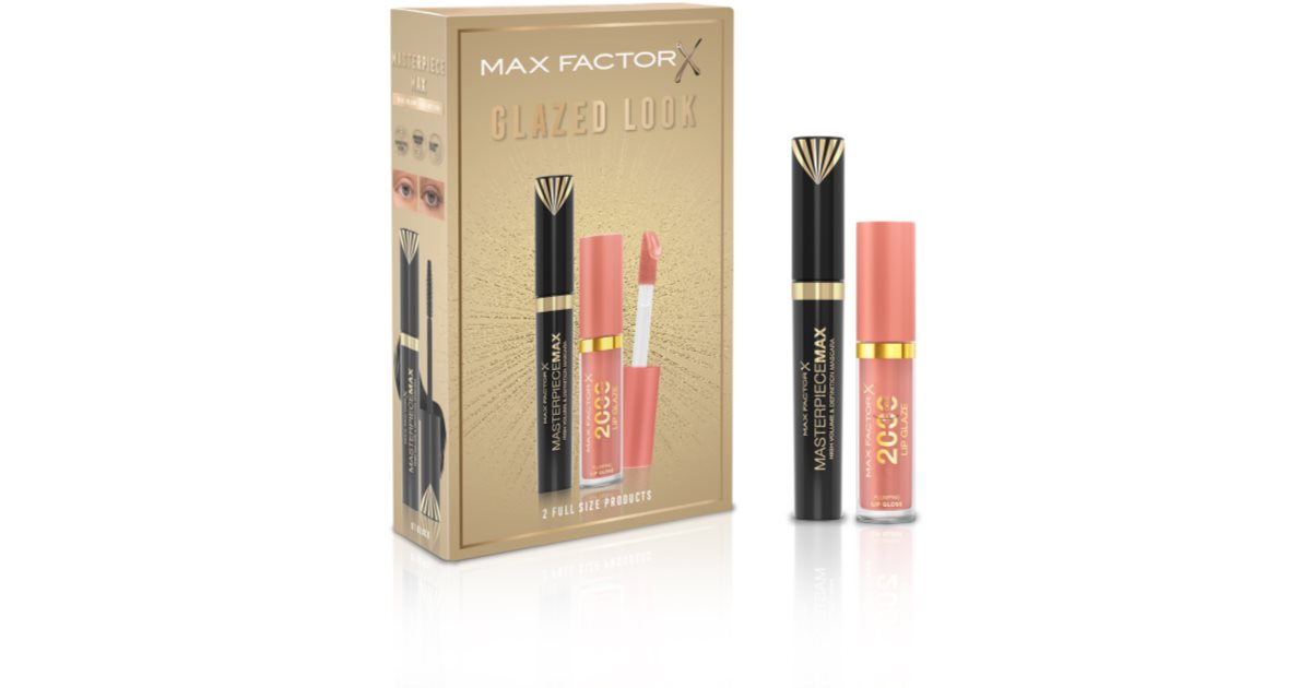 Max Factor Glazed Look Gift Set Mascara for Long and Thick Lashes 7.2 ml + 2000 Calories Volumizing Lip Gloss 4.4 ml
