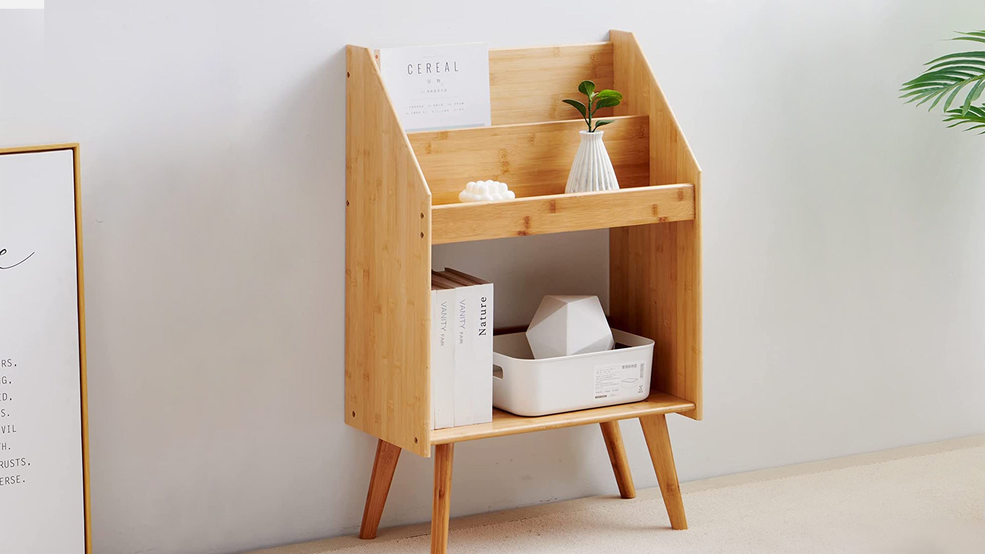 Maydear Bamboo Magazine Rack A (2 colors): Free Standing Bookshelf Natural Wood