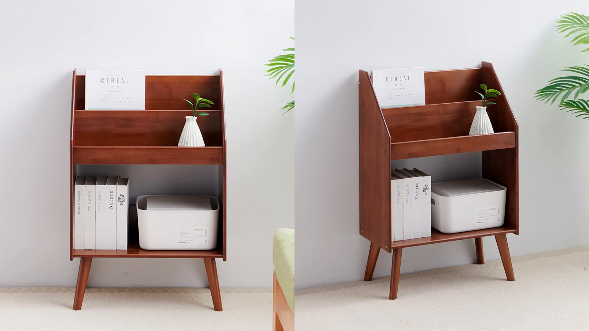 Maydear Bamboo Magazine Rack A (2 colors): Free Standing Bookshelf Walnut