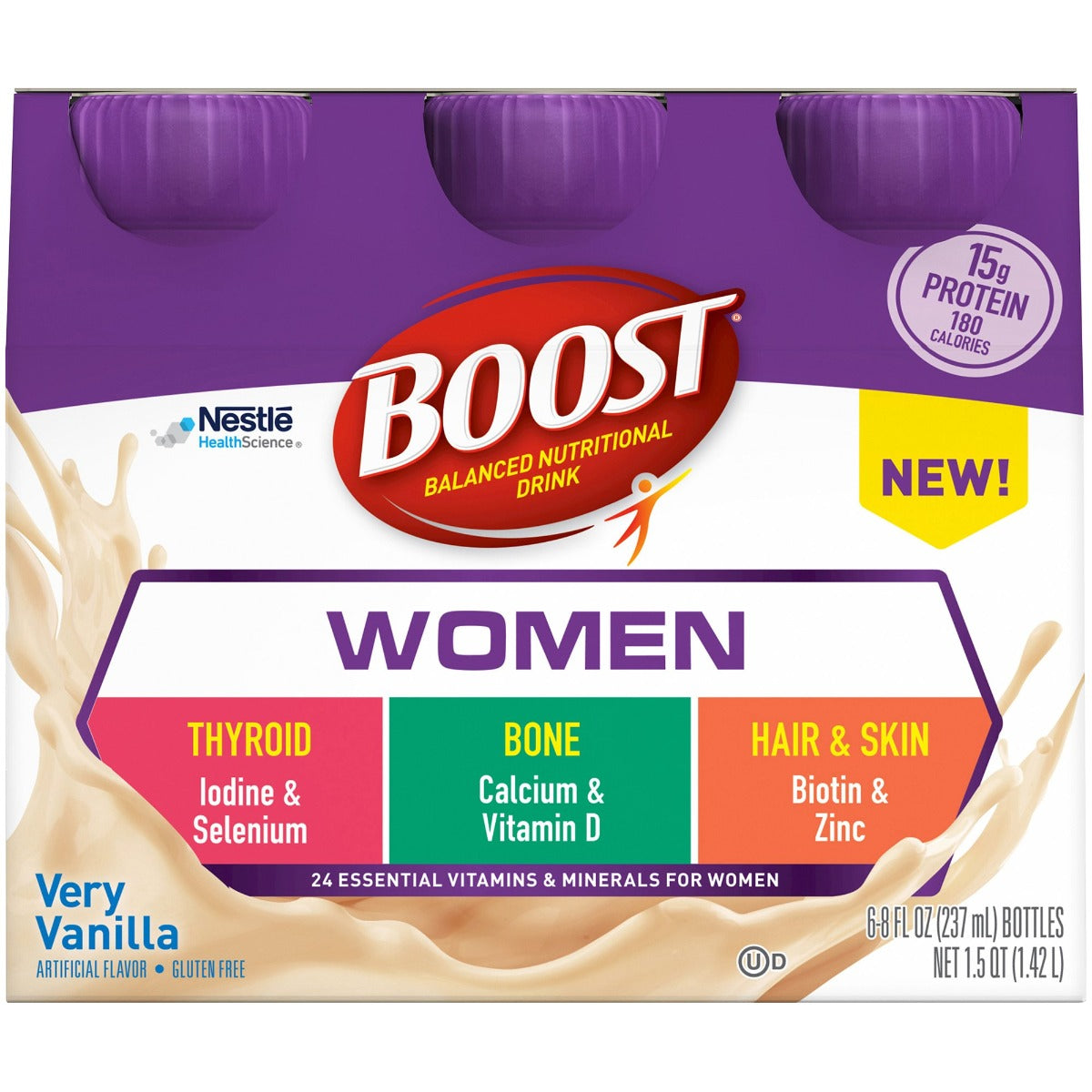 Boost Women Oral Supplement, Very Vanilla, 8 oz. Bottle, 1 Each