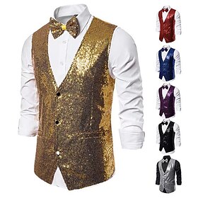 Rétro Vintage 1920s Veste Gilet Noeud Papillon Gatsby le magnifique Gentilhomme Homme Coupe Cintrée Mascarade Soirée - Fête Affaires - Cérémonie - Mariage Gile