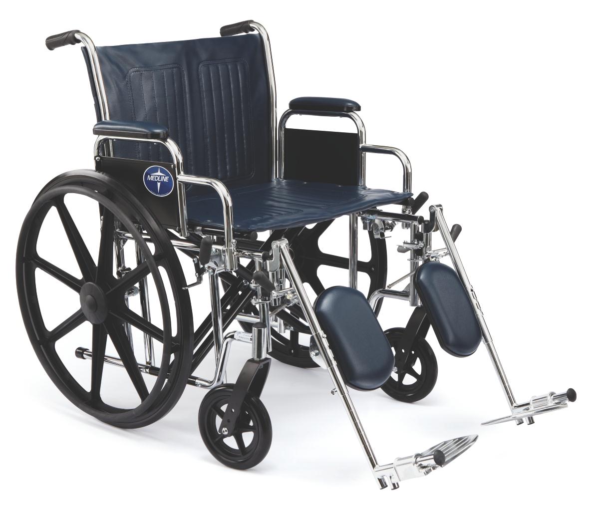 Extra Wide Wheelchair, 20", Desk Arms, Elevating Legs
