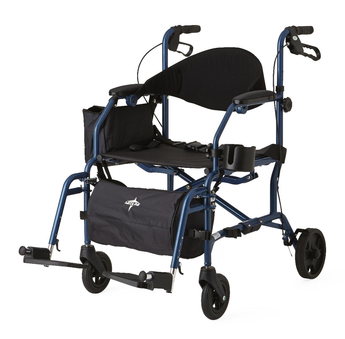 Excel Combination Rollator - Transport Chair, Blue