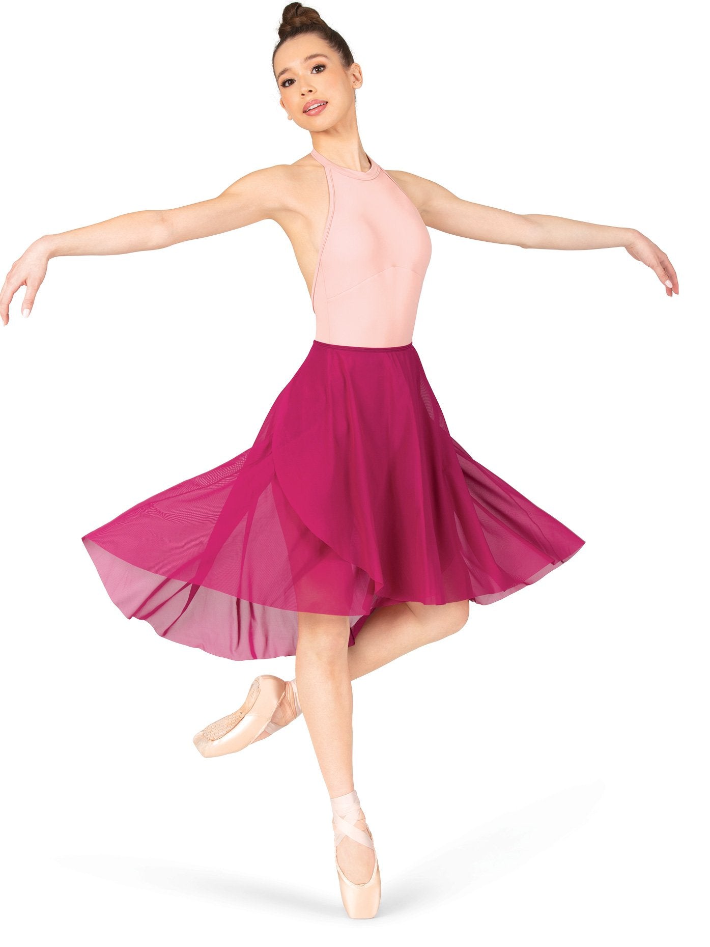 Mariia Crown Womens Classic Long Mesh Ballet Skirt Rose S ME617