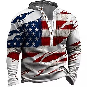 Voor heren Uniseks Sweatshirt Stoppen Hoodie met knoopsluiting Rood Marine Blauw Opstaande boord Grafische prints Nationale vlag Vetoketju Afdrukken Dagelijks