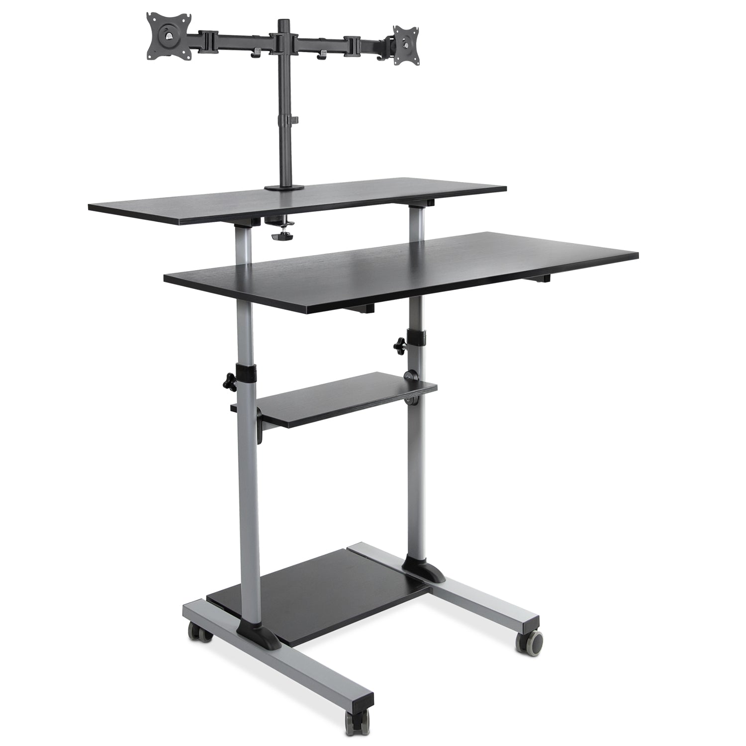 Mount-It! Large Height Adjustable Rolling Stand up Desk: w- Monitor Mount