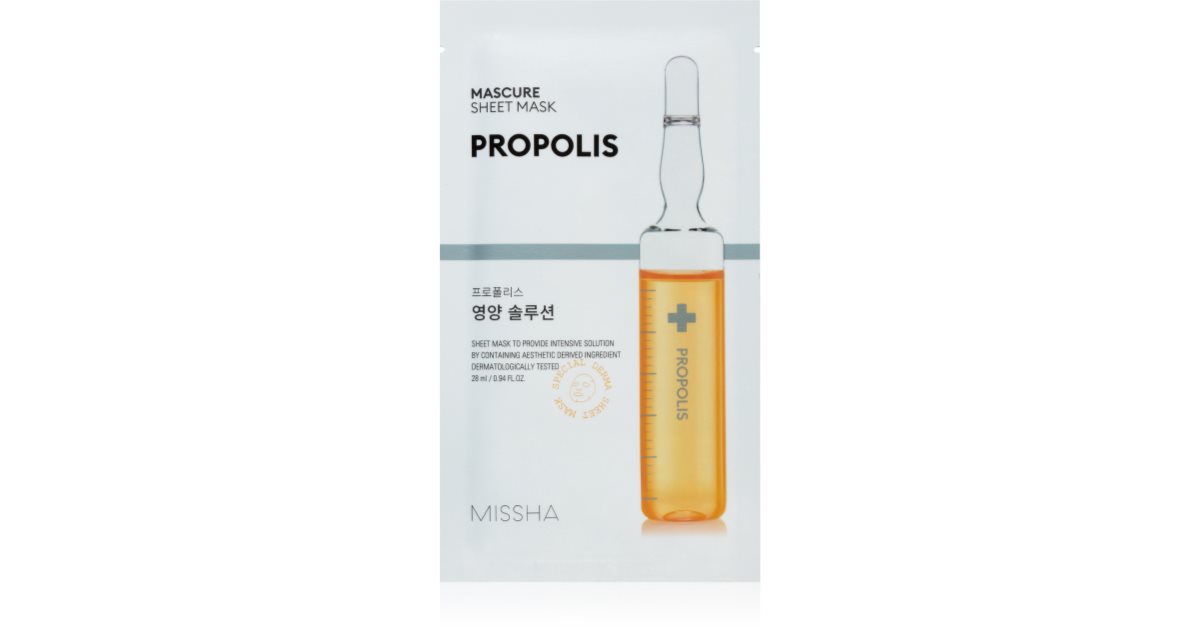 Missha Mascure Propolis nourishing face mask in tissue for sensitive and irritated skin 28 ml