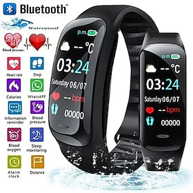 C1plus Montre intelligente 0.96 pouce Smartwatch Montre Connectée Bluetooth Surveillance de la température Podomètre Rappel d'Appel Compatible avec Android iOS