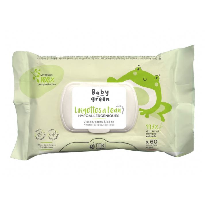 MKL Green Nature - Babygrønn - Hypoallergeniske vannservietter x60