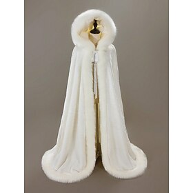 Faux Fur Wraps Shawls Women's Wrap Cape Elegant Keep Warm Sleeveless Terylene Wedding Wraps With Pure Color For Wedding Fall  Winter