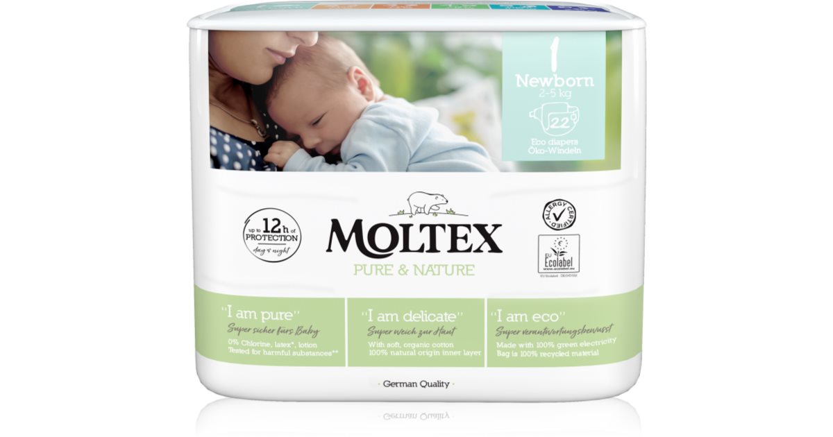 Moltex Couches jetables Pure & Nature Newborn Taille 1 ECO 2 - 5 kg 22 pièces